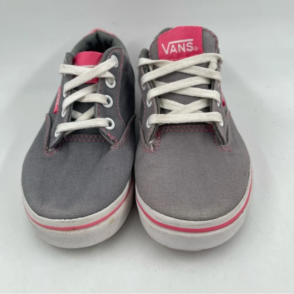 Vans Girl’s Atwood Off the Wall Grey Pink Cushioned Tongue Canvas Sneaker-SZ 11C